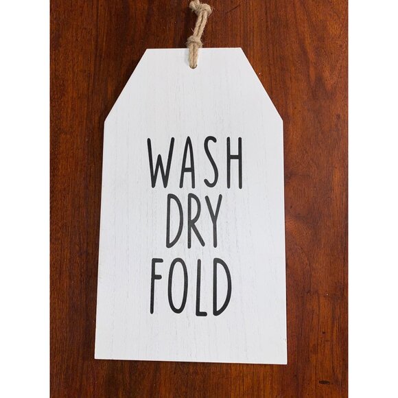 WASH DRY FOLD Laundry room wood hanging laundry room sign decoration farmhouse - Picture 1 of 5